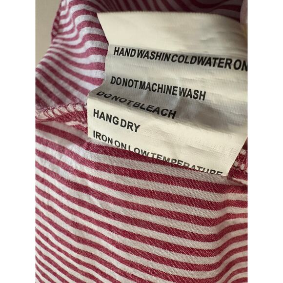 Solitaire Dark Pink Pinstripe‎ Bell Sleeve Blouse Sz S Cotton Blend Flared - Picture 10 of 11